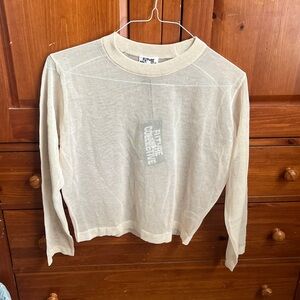 Future collective Cream Sheer Long Sleeve Top size xs